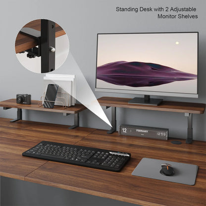 Electric Standing Desk with 2 Adjustable Monitor Shelves – Memory Controller & Height Adjustable Stand Up Desk