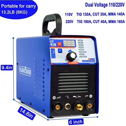 3-in-1 Plasma Cutter & TIG/Stick Welder Combo – 180A Arc Cutting Torch for Aluminum, Stainless Steel & Nickel