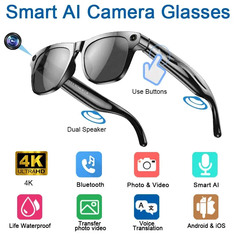 Xiaomi Mijia 6K HD AI Smart Glasses — 100MP Camera, ChatGPT, Bluetooth Call, Voice Assistant, 260mAh Battery