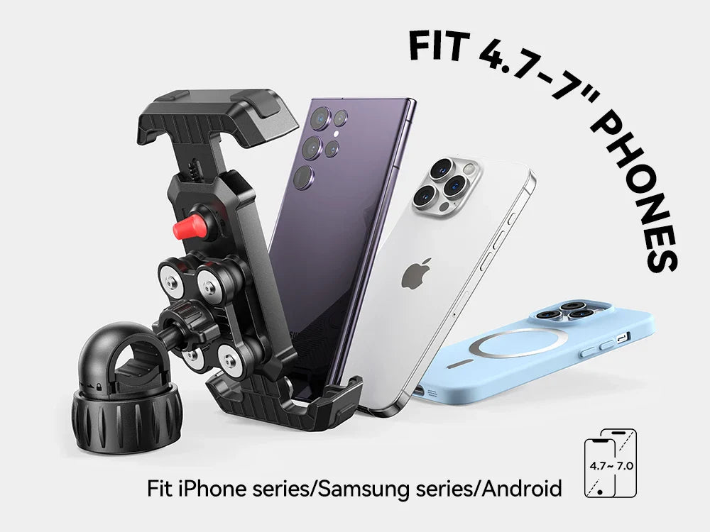 Joyroom Shockproof Bike & Motorcycle Phone Holder – Quick Install Mount with Vibration Dampener for 4.7-7" Phones