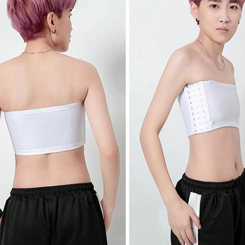 Women’s Chest Binder Crop Top – Flat Breast Binder Bra, Tomboy Body Shaper with Buckle