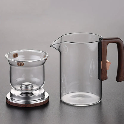 Glass Tea Pot Kettle with Magnetic Infuser - 520ML/720ML Tea Filtration Cup Set with One-Click Switch