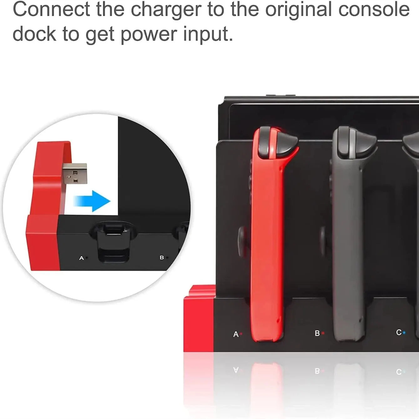 IPEGA PG-9186 Joycon Charging Dock Station for Switch & OLED – Charges Up to 4 Controllers, Compatible with All Models