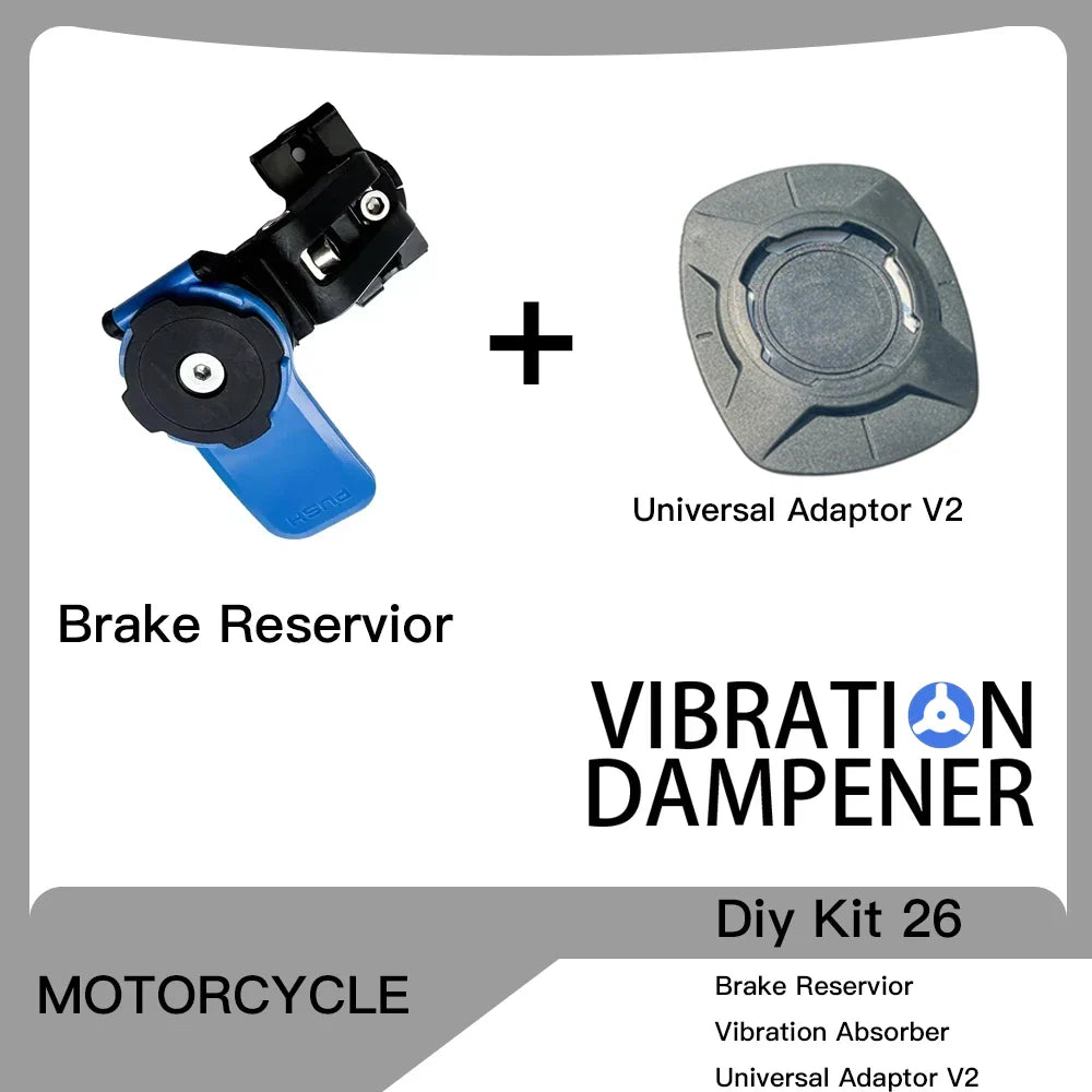 Motorcycle Handlebar Stem Fork Phone Mount — Vibration Dampener with MAG Universal Adapter, Wireless Charger & Mirror Brake Compatible