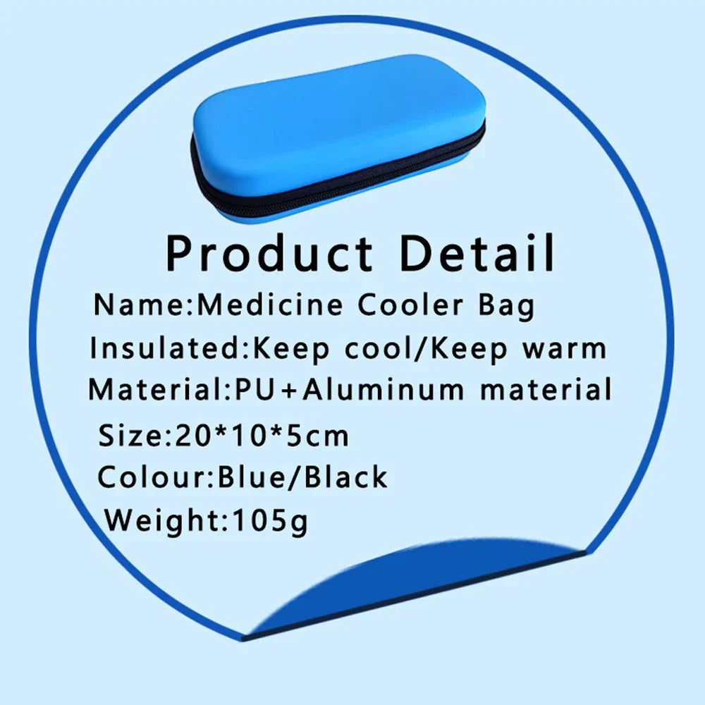 Waterproof PU Insulin Cooler Bag – Portable Insulated Diabetic Travel Case, Aluminum Foil Cooler Box & Ice Bag