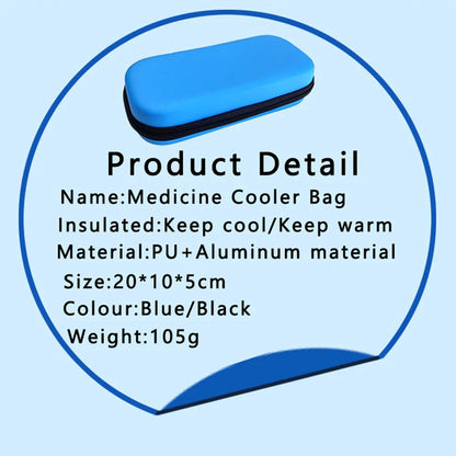 Waterproof PU Insulin Cooler Bag – Portable Insulated Diabetic Travel Case, Aluminum Foil Cooler Box & Ice Bag