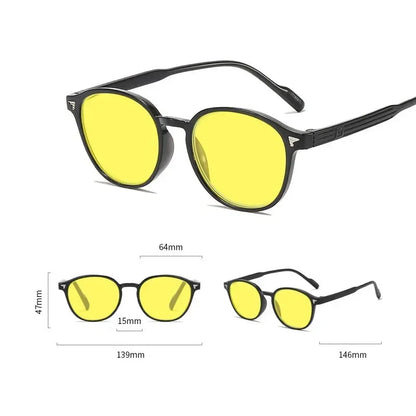 Round Frame Yellow Lens Night Vision Glasses — Ultralight Blue Light Blocking Eyewear for Men & Women, Eye Protection for Driving