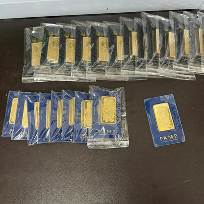 24K Gold Plated Copper Bar – 1g-100g Sealed Bullion Ingot, Non-Magnetic Golden Craft Gift