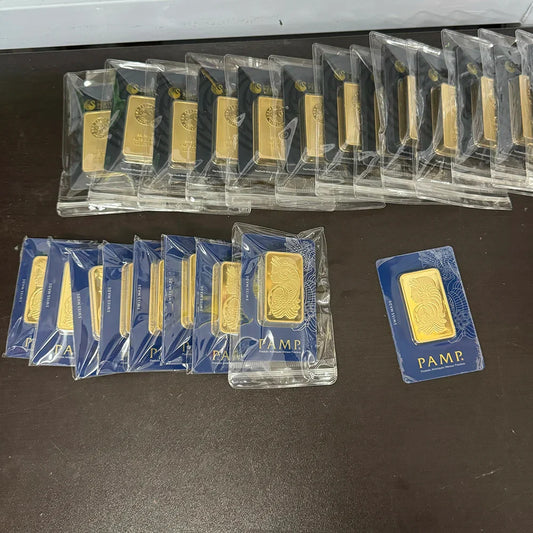 24K Gold Plated Copper Bar – 1g-100g Sealed Bullion Ingot, Non-Magnetic Golden Craft Gift