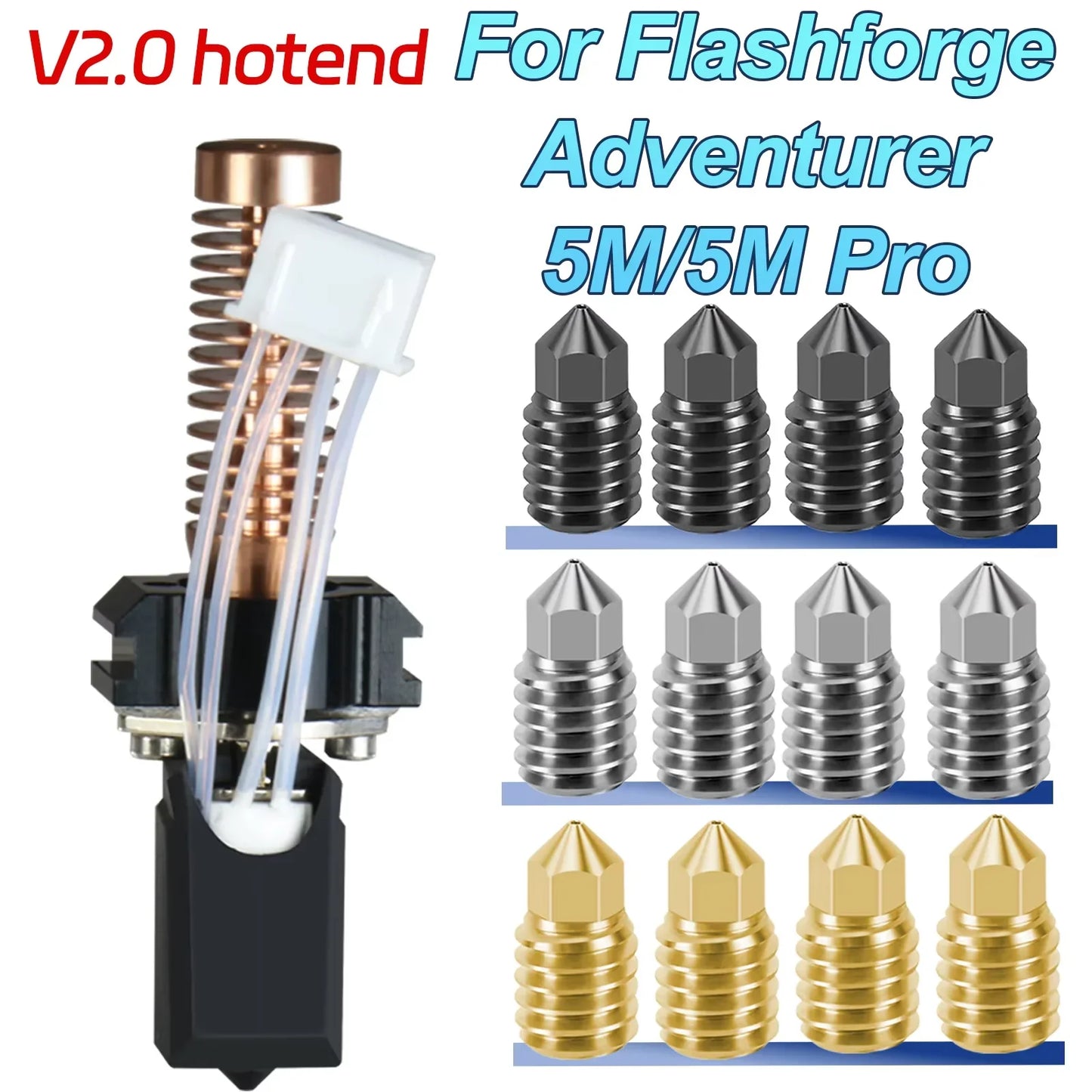 Hotend Kit for Flashforge Adventurer 5M/5M Pro - Ceramic Heating Block, 280℃ Hot End & Hard Steel Nozzle for 3D Printing