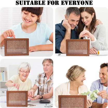 Wooden Money Box Piggy Bank – Cash Saving Treasure Coin Case for 1000/5000/10000 Euro – Encourages Saving Habit