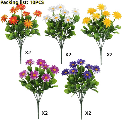 5/10 Pcs Realistic Artificial Daisy Bouquet – UV-Resistant Faux Flowers for Home, Garden, Office & Outdoor Spring/Summer Decor