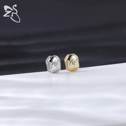 ZS Hip Hop Grillz – Silver/Gold Plated CZ Crystal Cross & Rose Star Tooth Cap, Top & Bottom Set