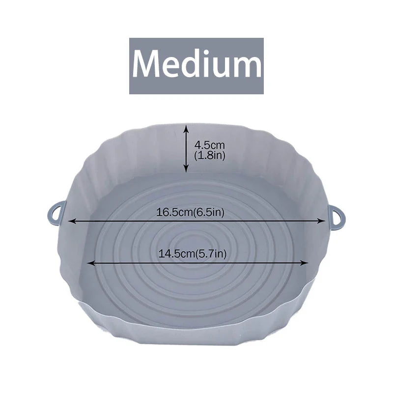 Reusable Air Fryer Silicone Pot & Baking Tray – 1/2/3PCS Basket for Pizza, Fried Chicken, Grill & Kitchen Use