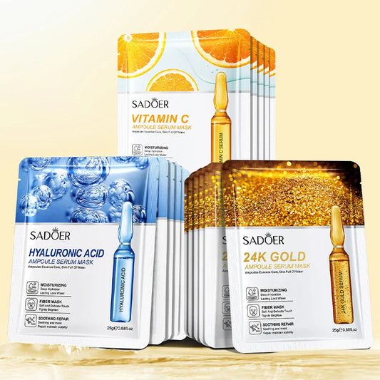 15PCS 24K Gold Hyaluronic Acid Face Masks – Firming, Moisturizing & Brightening Hydrating Skincare