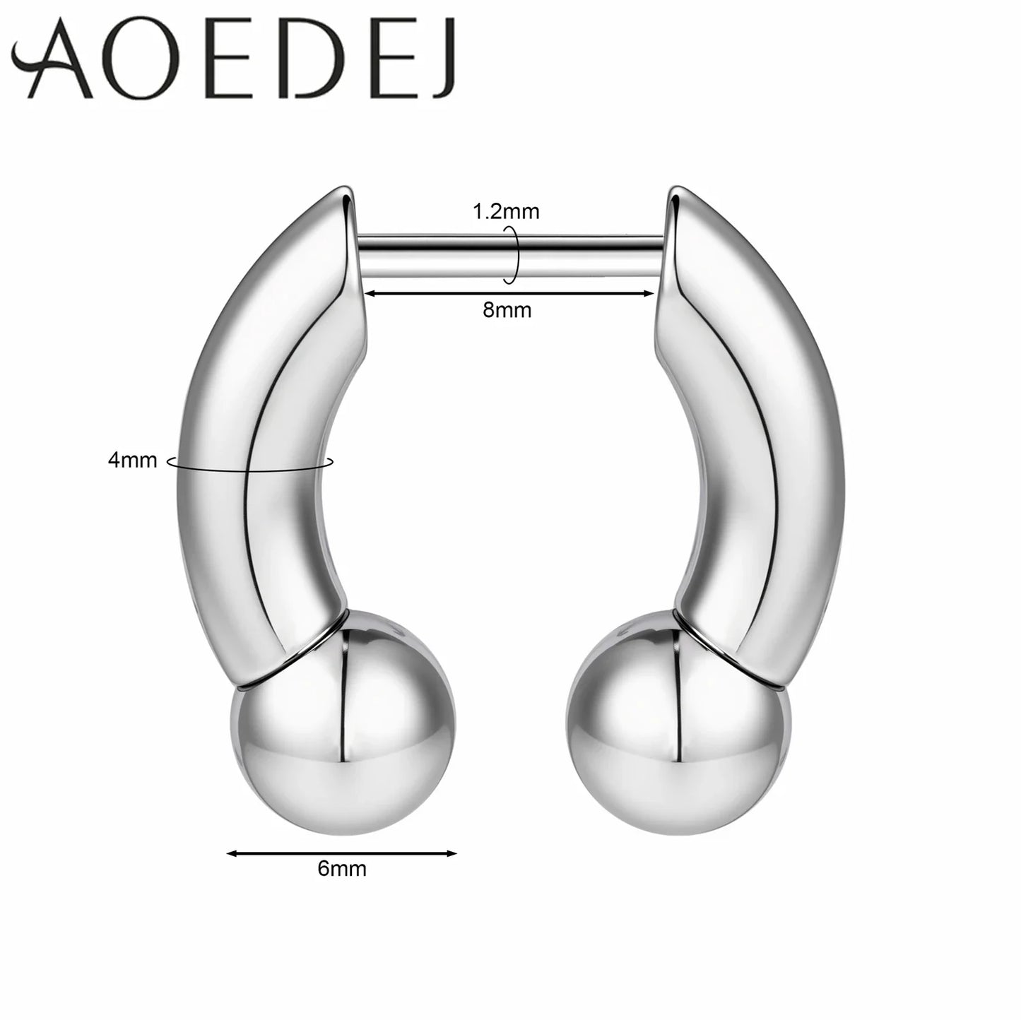 AOEDEJ 16G Stainless Steel Plug-In Style Nose Ring – Spike Ox Horn Septum Ring for Men & Women Large Gauge Body Piercing (8–10mm) Single Piece