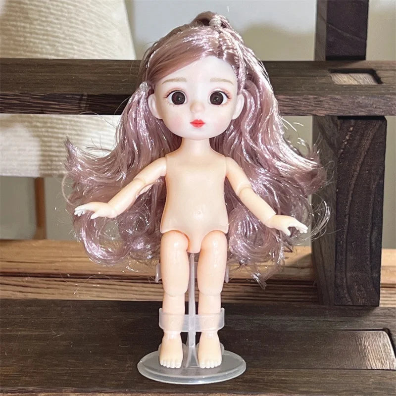 16CM Articulated Doll — 3D Simulation Eyes, 13-Joint Multi-Expression Little Girl Toy