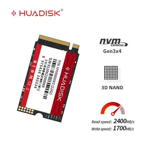 HUADISK M.2 NVMe SSD 2242 PCIe Internal Solid State Drive | 128GB 256GB 512GB 1TB for Orange Pi 5, Lenovo S540