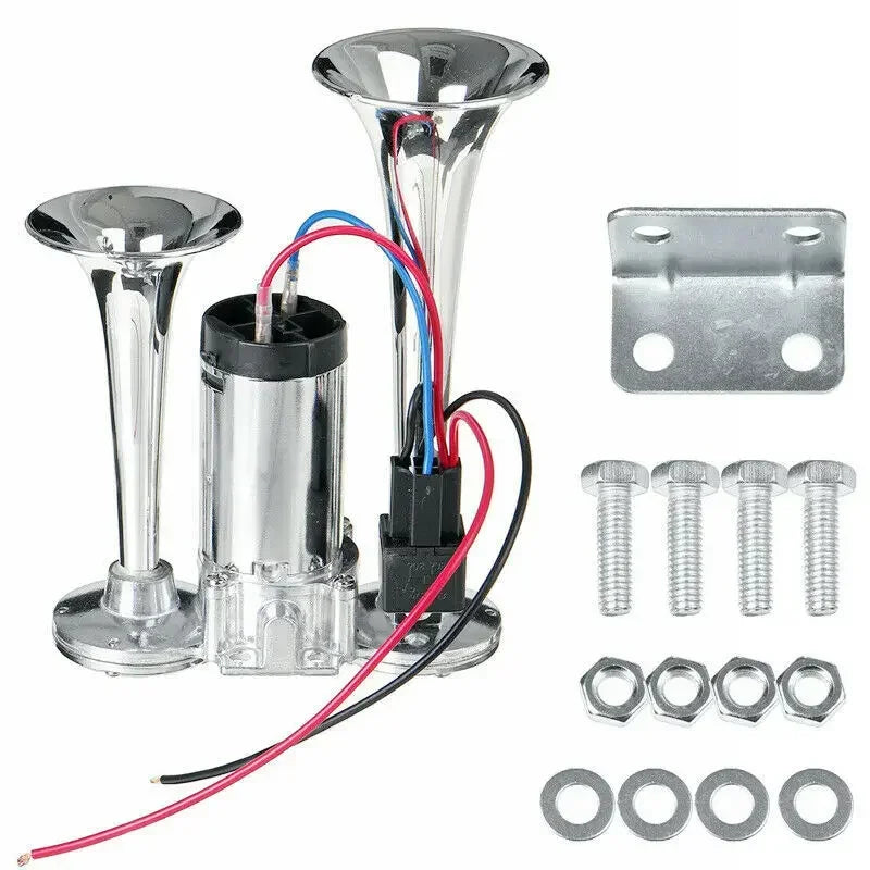 12V Super Loud Dual Trumpet Horn - 600DB Electric Air Horn for Cars, Trucks, SUVs, Boats & Motorcycles