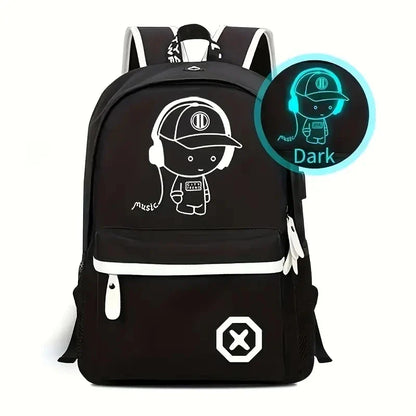 Children's Luminous Anime Backpack - Waterproof School Bag for Boys and Girls with USB Charging, Ideal Gift for Kids