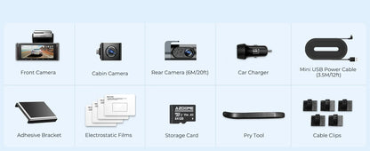 AZDOME M550 Pro 4K Car DVR Dash Cam – WiFi 5.8GHz, Front/Cabin/Rear Cameras, GPS, Night Vision & Parking Monitor
