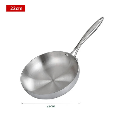 304 Stainless Steel Non-Stick Frying Pan - Uncoated Steak Cookware for Gas Stove and Induction Cooker