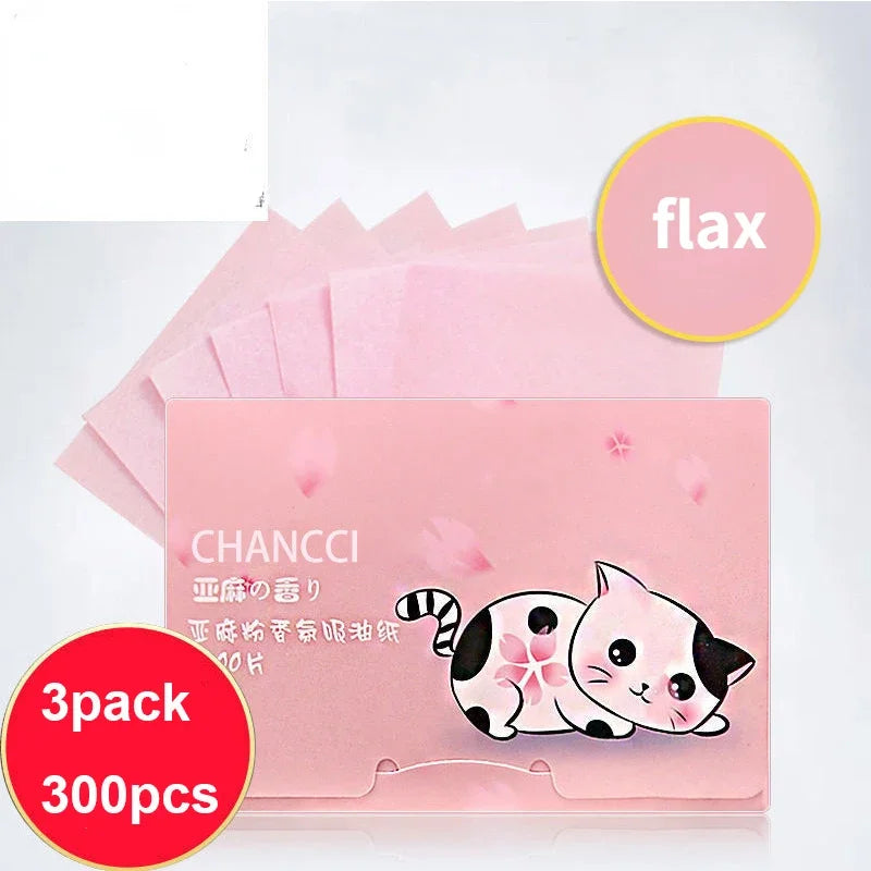 100/300PCS or 6 Packs Portable Facial Oil Blotting Papers – Oil Control & Face Cleansing Wipes