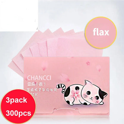 100/300PCS or 6 Packs Portable Facial Oil Blotting Papers – Oil Control & Face Cleansing Wipes