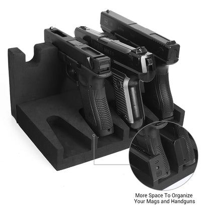 3/4/6 Slot Foam Gun Rack - Universal Pistol Holder for Glock, Handgun Display Stand & Gun Safe Organizer