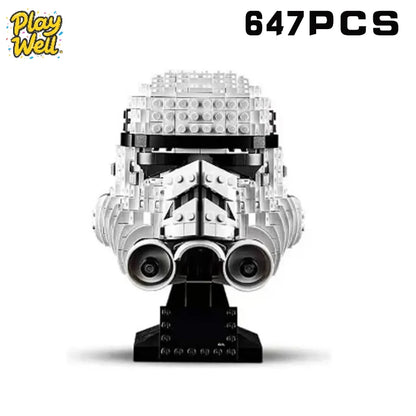 MOC Space Wars Helmet Building Blocks — Stormtrooper & Vader Fighter Model Bricks Toy, Birthday & Xmas Gift for Kids, Home Decor