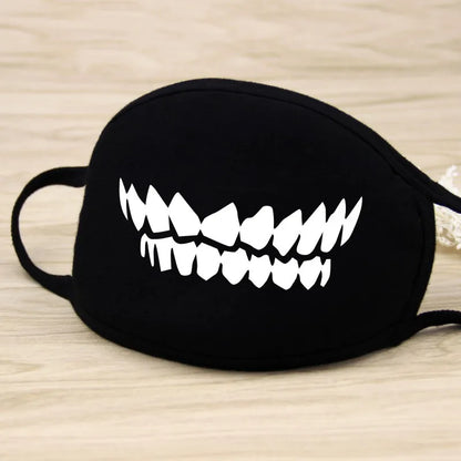 Black Cotton Winter Mask — Unisex Thickened Half-Face Cotton Cartoon Pattern Anti-Dust Respirator