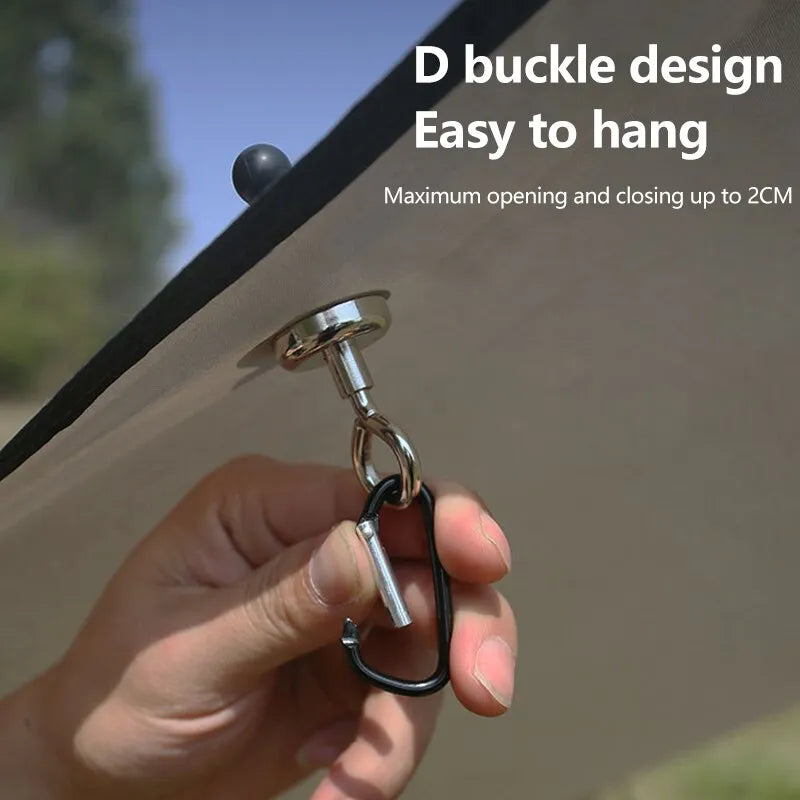 Strong Magnetic Carabiner Keychain | D-Type Lock Buckle for Camping, Tent Hanging, Outdoor Activities
