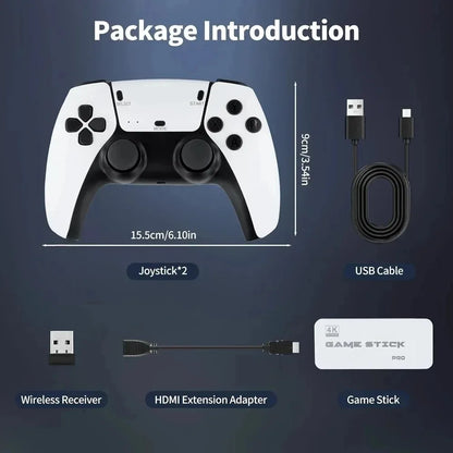 128GB M15 4K Game Stick Console – Wireless Dual Gamepads, 40,000+ Retro Arcade Games, HD Plug & Play TV Video Game System (Two-Player)
