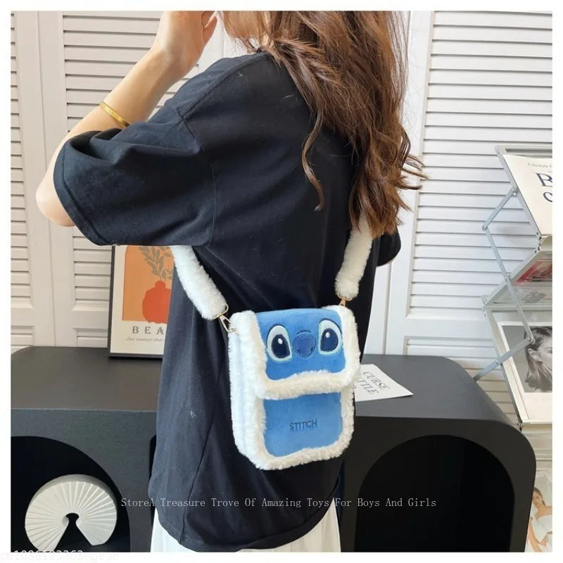 Lilo & Stitch Plush Backpack – Cute Cartoon Crossbody Phone Bag for Daily Use & Gifts