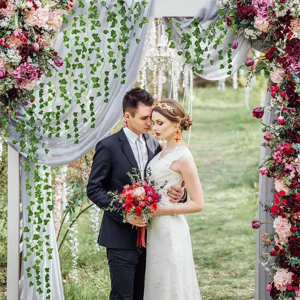 Artificial Ivy Garland - Silk Green Leaf Creeper Vine for Home Decor, Weddings & Hanging Decorations