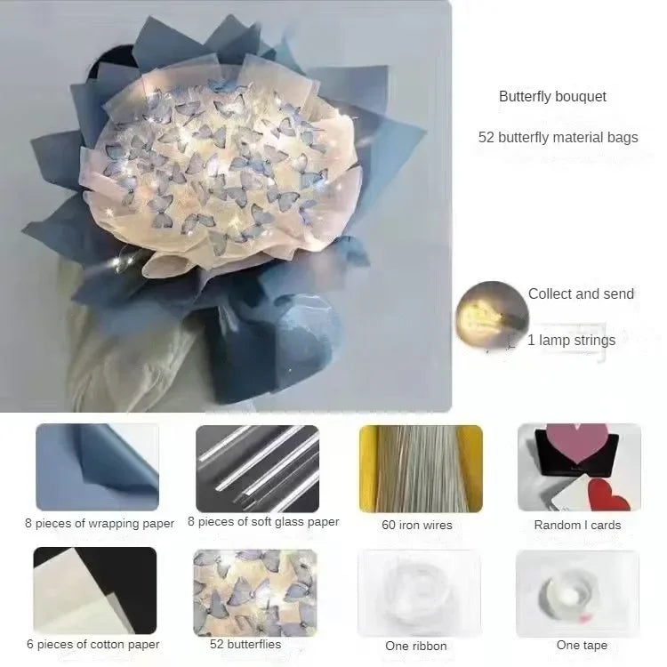 Butterfly Bouquet DIY – Handmade Artificial Flowers, Thoughtful Gift for Girlfriend, Birthday, Proposal & Wedding Decoration