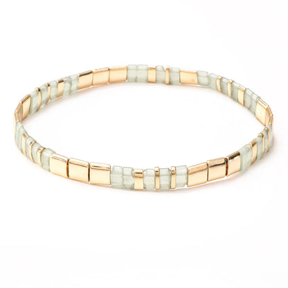 ZMZY Stone Tila Beads Elastic Bracelet for Women – 2025 Fashion Colorful Rainbow Miyuki Tile Bead Jewelry Gift Bracelet