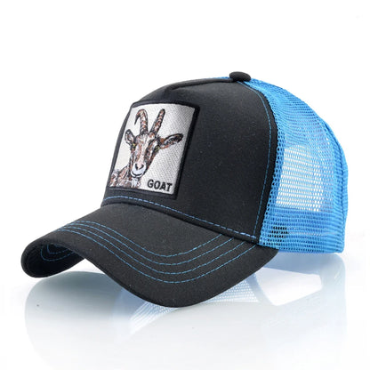 Goat Patch Trucker Cap - Embroidered Adjustable Snapback Baseball Hat for Men & Women