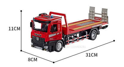 1:24 Electric Flatbed Cement Pump Truck Model — Diecast Alloy Toy with Sound & Light, Doors Open, Gift for Boys