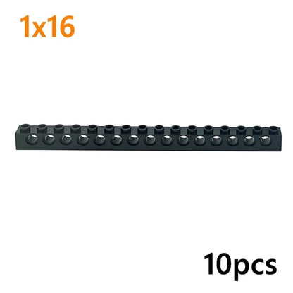 Technical Building Block Long Beam with Holes – Thick MOC Studded Bricks Compatible with 3703, 32018, 3895, 2730, 3894, 3701, 3700