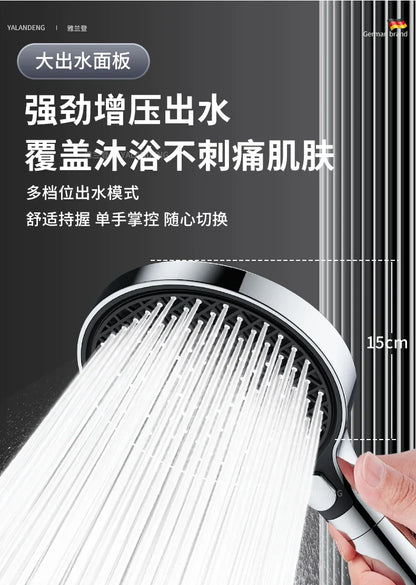 15cm Large Panel High Pressure Shower Head with Filter – 3 Modes Rainfall Spray Nozzle for Bathroom Accessories