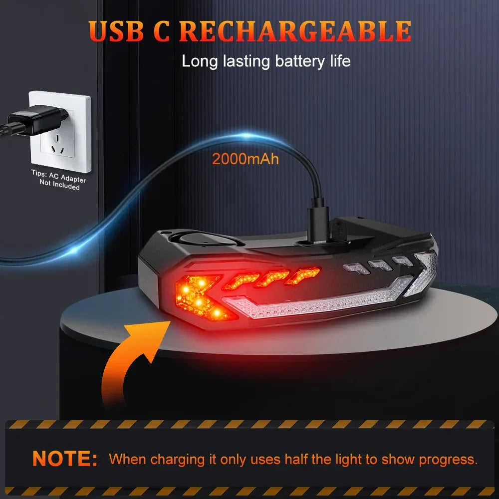 Rockbye Rechargeable Wireless Bike Tail Light with Turn Signals, Anti-Theft Alarm & Bicycle Safety Light