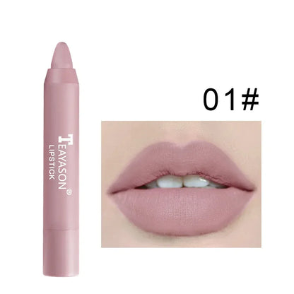 12-Color Natural Matte Lipstick Pencil – Silk Lip Glaze Waterproof, Long-Lasting Sexy Lip Tint Makeup