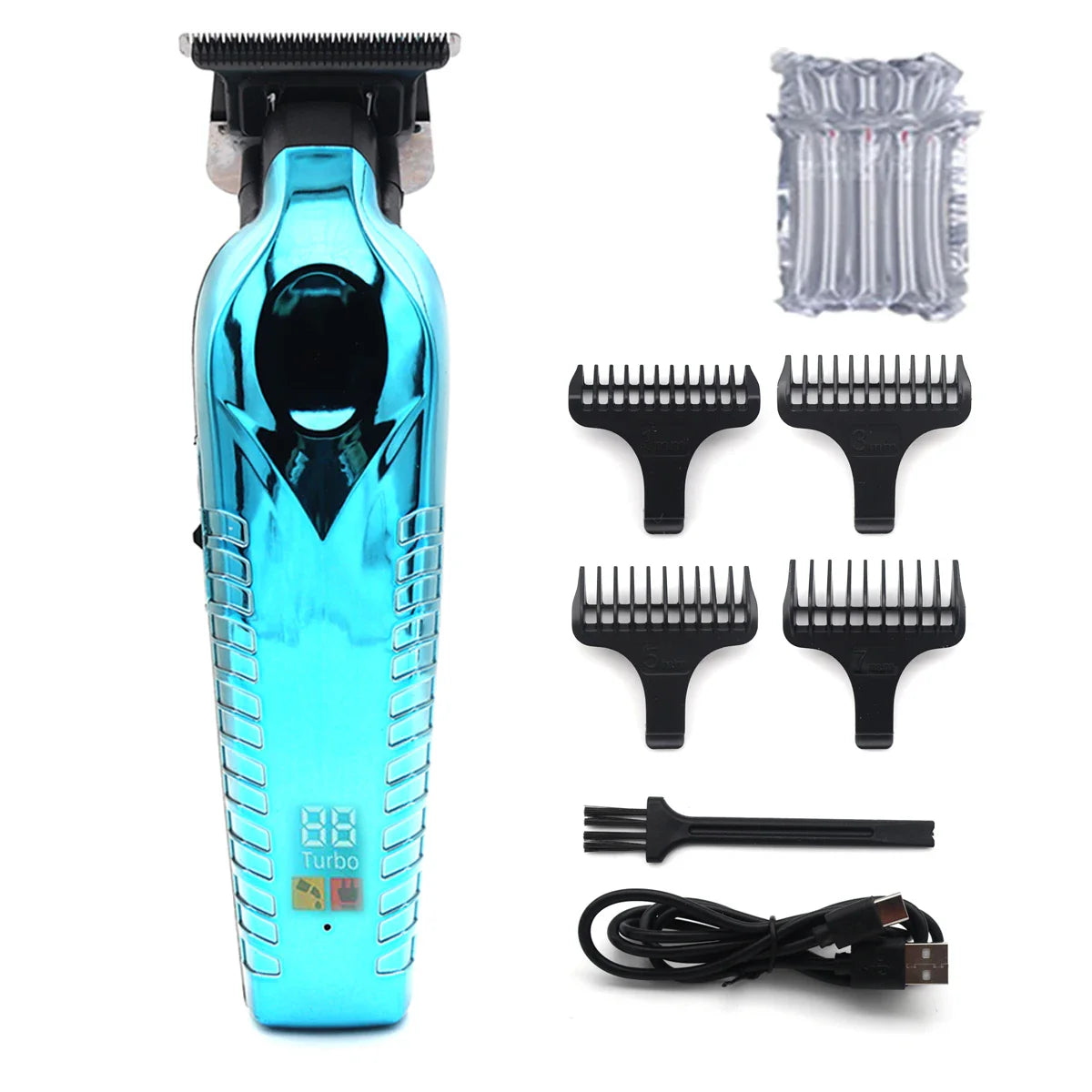 Men's Hair Trimmer – Zero Gapped DLC T-Blade, LED Display, Low Noise, Cordless Professional Hair Clipper for Finishing