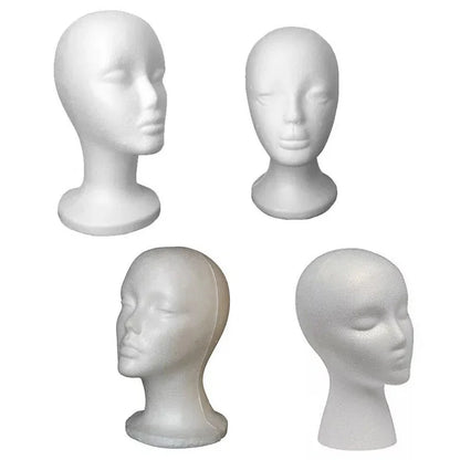 Female Styrofoam Mannequin Head | White Foam Model for Hats, Glasses, Wigs Display & Stand Rack