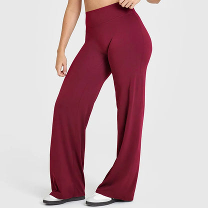 Women’s Ultra Soft Butter Yoga Pants – Mid Waist Straight Leg Sports Trousers for Gym, Pilates & Running