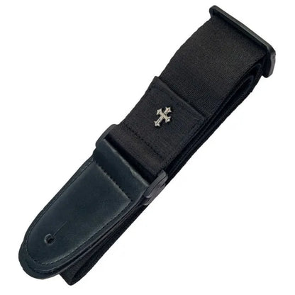 Vintage Cross Guitar Strap with Pick Holder Pocket – Adjustable Strap for Electric, Acoustic & Folk Guitars