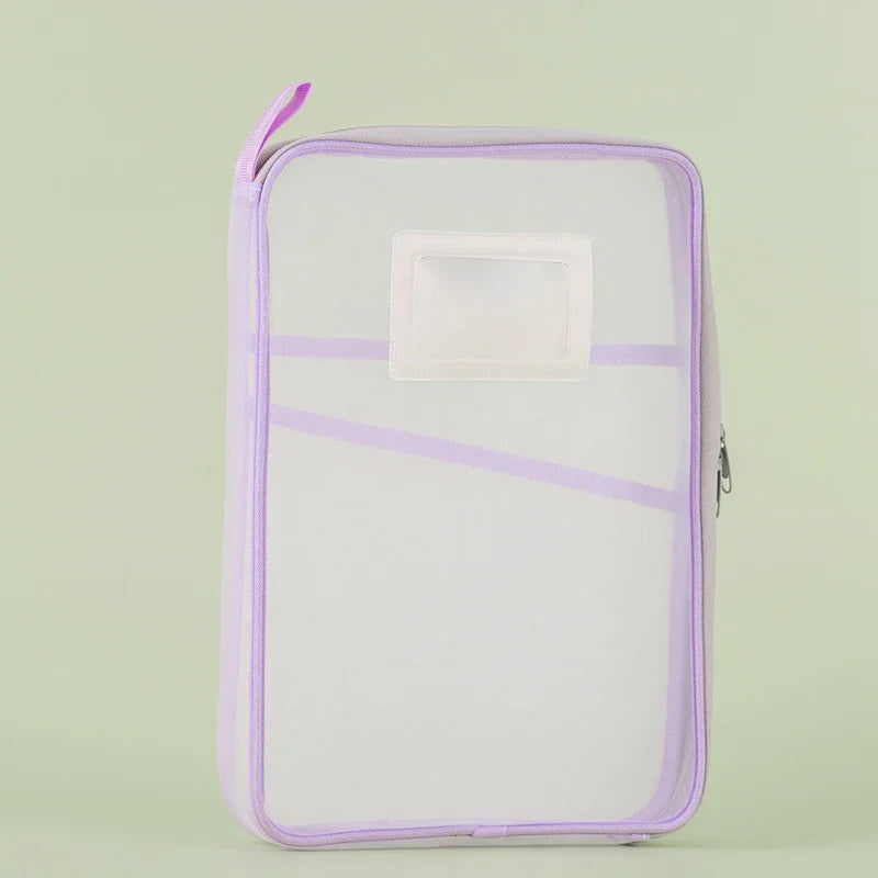 A4 Double Layer Mesh Zipper Storage Bag – Large Capacity Stationery Organizer Folder for School and Office Supplies