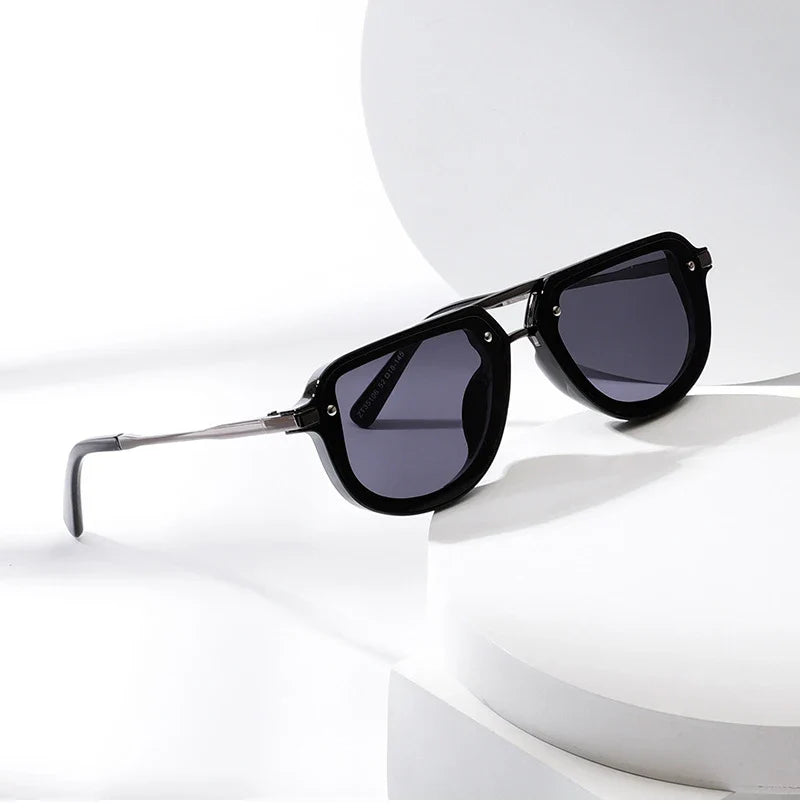 SHAUNA Retro Oval Sunglasses – Luxury Punk UV400 Shades for Women & Men