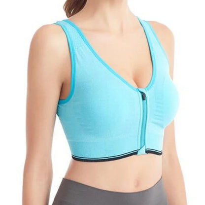 Women's Running Sports Bra – Front Zipper, Shockproof, Seamless & Breathable Bralette Without Underwire